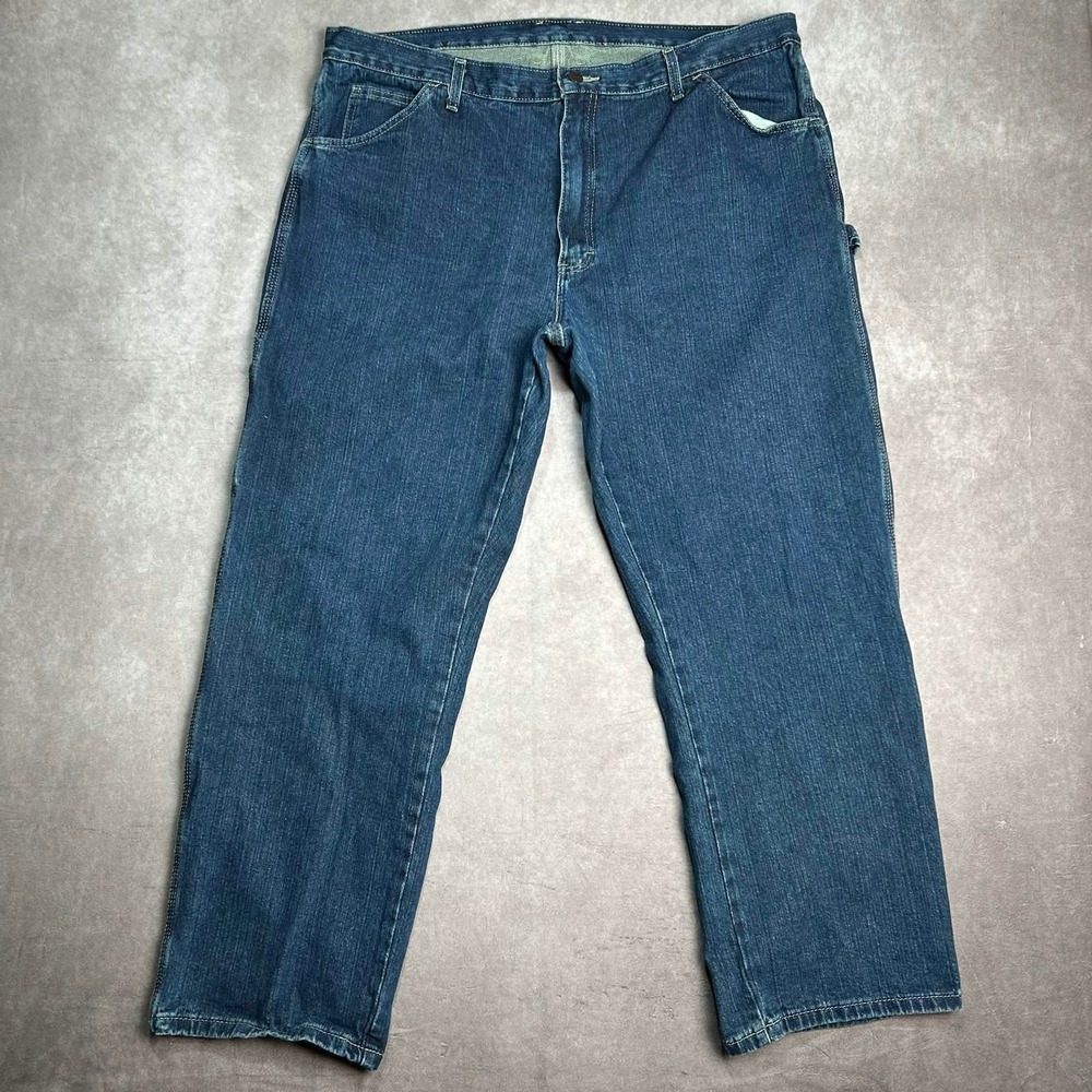 Dickies Mens Carpenter Jeans Dark Wash Blue Denim Utility Work Pants 40x30